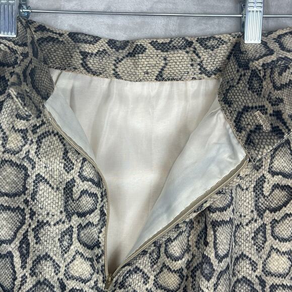 Vintage Python Snake Print Pleated Straight S/M Skirt Vamp Mob Wife Office Siren - Picture 4 of 10